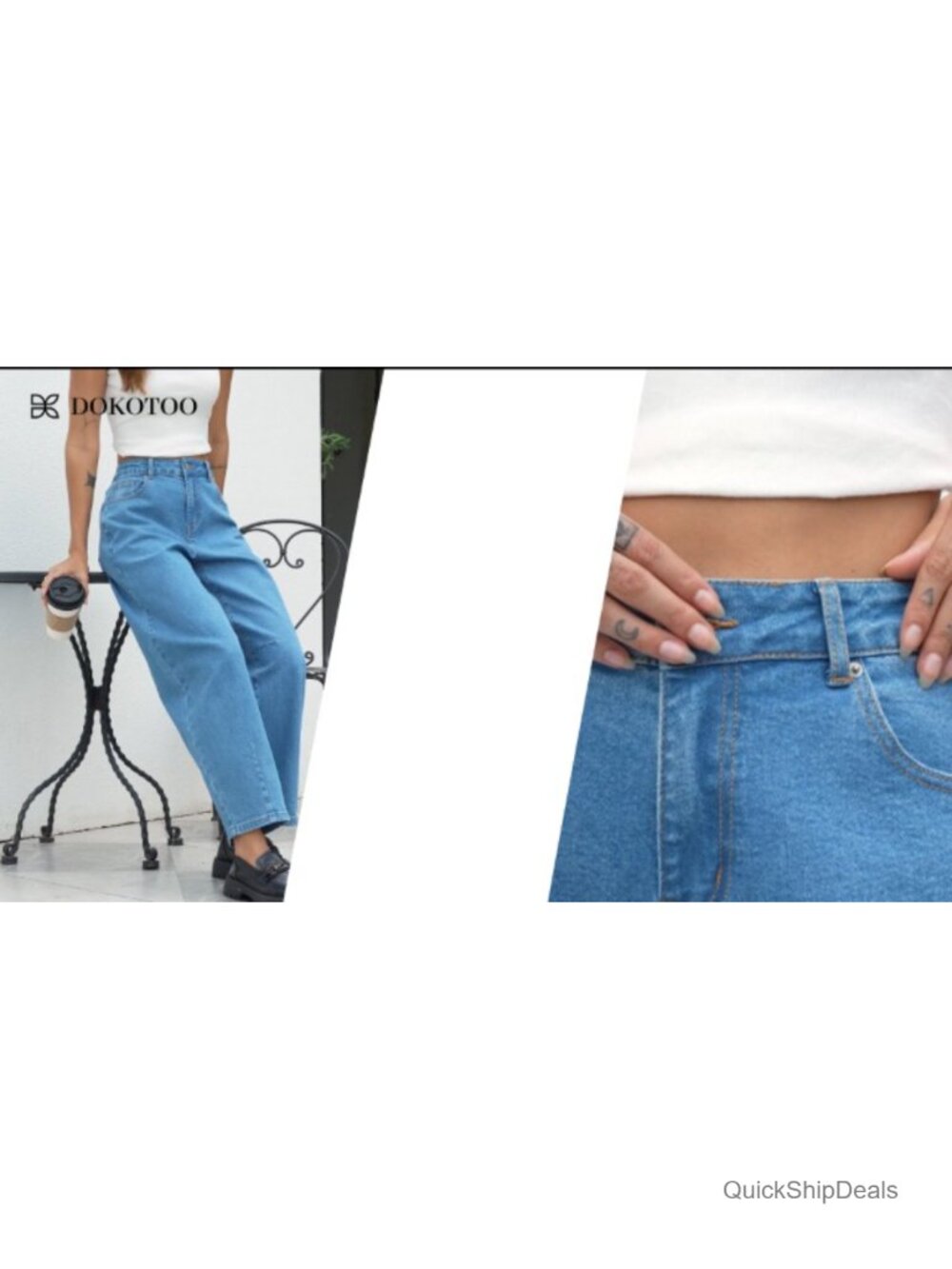 Wide Leg Barrel Jeans for Women Mid Rise Ankle Denim Pants - Picture 4 of 4